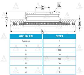 NISSAN PICKUP ÖN FREN DİSKİ 02/- 4x4  TERRANO 98/-  PATHFINDER 4x4 97-04 300mm WOD