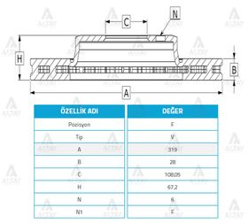 TOYOTA HILUX ÖN FREN DİSKİ 06-11 4X4 3.0 319mm WOD
