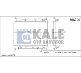 TOYOTA SU RADYATÖRÜ (AT) YARIS 00-06 1.3 1.5 BENZİNLİ 350x478x16 KALE