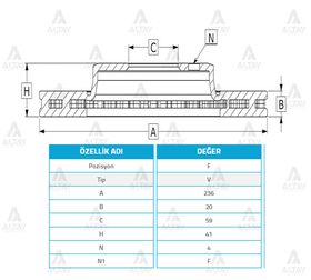 CHEVROLET KALOS ÖN FREN DİSKİ  AVEO  NEXIA  SPARK  OPEL 236mm WOD