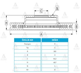 HONDA ACCORD ARKA FREN DİSKİ 08/- 282mm MAHER