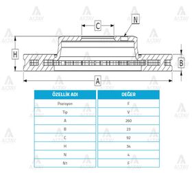 HONDA ACCORD ÖN FREN DİSKİ 90-02 ROVER 618620 260mm MAHER