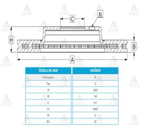 HONDA CIVIC ARKA FREN DİSKİ 01-06 260mm MAHER