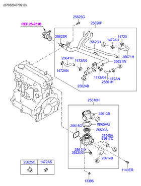 HYUNDAI ACCENT KOMPLE TERMOSTAT 06/-  ERA ALT ÜST DİZEL HMC
