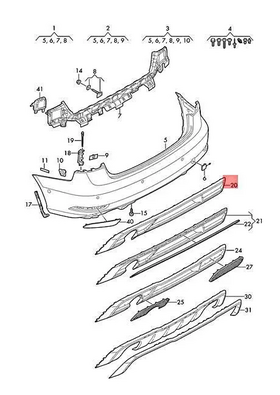 AUDI A3 ARKA TAMPON ALT SPOYLERİ 17- BOEM 8V5807521L